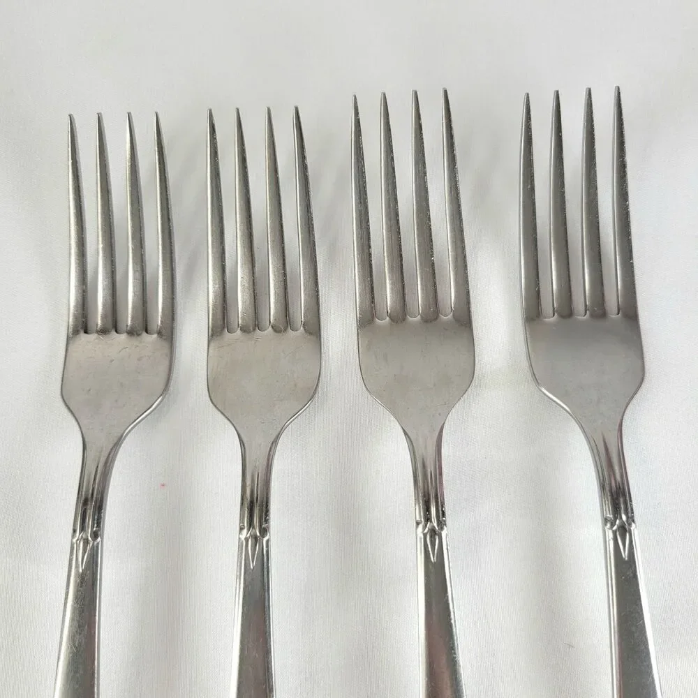 Oneida Satin Accent Stainless USA Flatware Set 4 Dinner Forks 7 3/8